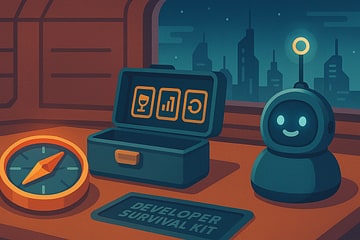 Toolkit illustration showing problem finding, taste, business sense, and learning loops as essential career skills