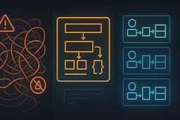 Flow diagram showing the transition from problem definition to design exploration with multiple solution options