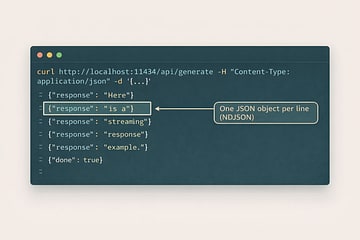 NDJSON stream lines representing incremental model output with done flags