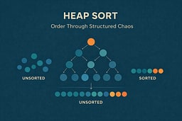 Clean editorial illustration of a messy spreadsheet gradually organizing itself row by row as arrows indicate comparisons and swaps