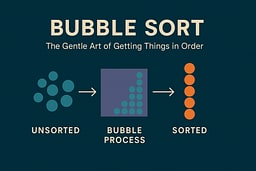 Clean editorial illustration of a messy spreadsheet gradually organizing itself row by row as arrows indicate comparisons and swaps